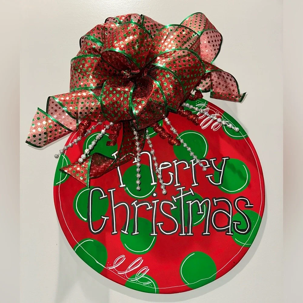 🔴 New - Christmas Wreath - Hand Crafted - Hand Painted - Hand Cut & Sanded Wood